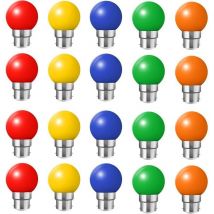 Cfgtvb - Set of 20 color led bulbs b22 bayonet bulbs 2w Red, Yellow, Orange, Green, Blue, Unbreakable (equivalence 20W) 26FBPBQ4XJ
