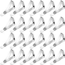Set of 24 Tablecloth Clips Non-Slip Tablecloths Stainless Steel Outdoor Indoor Restaurant Party Picnic Garden, Silver