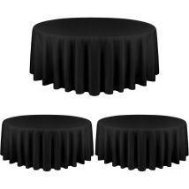 Set of 3 Black Round Tablecloth 90 Inch - Stain and Wrinkle Resistant Polyester Fabric Table Cloth Washable Table Clothes Cover for Wedding Reception