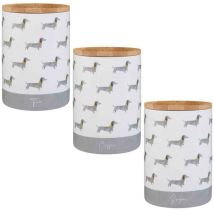 Dylex - Set Of 3 Ceramic Tea Coffee Sugar Canisters Jars Sausage Dog Storage Jars Pots
