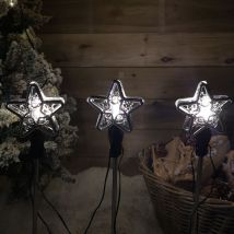 Festive - Set of 3 Christmas Star Flashing Warm White led Connectable Pathfinder Lights