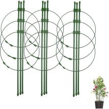 Set of 3 supports for climbing plants with 3 adjustable support rings, 45 cm