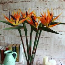 Laola - Set of 3 Large Artificial Birds of Paradise for Home or Office 81cm Yellow