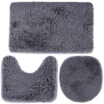 Set of 3 soft gray bathroom rugs incl toilet seat cover 88325622 88325622 88325622 88325622 88325622