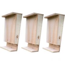 Selections - Set of 3 Wooden Bat Boxes with Landing Perch