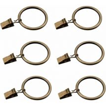 Tigrezy-Set of 30 Bronze Curtain Rings with Clips/Heavy-Duty Decorative Metal Drape Clip Hooks Set with Grommets for Curtains, Bathroom, Fit 1 1/4
