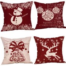 Free Felivery Set of 4 Christmas Throw Pillows, Deer Sofa Cushions, Christmas Cushion Covers, Merry Christmas Pillow Covers for Sofa, Car, Office,