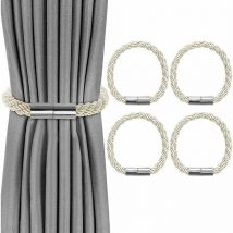 Set of 4 Curtain Tiebacks, Magnetic Curtain Tiebacks Magnetic Braiding Buckle Curtains for Home Office Decoration (Beige)