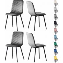 Mcc Direct - Set of 4 Designer Velvet Fabric Dining Chairs Metal Legs Lexi Chairs dark grey