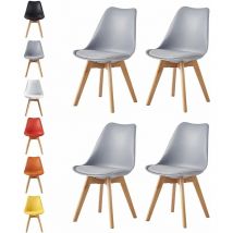 Mcc Direct - Set of 4 Dining Chairs Designer Side Chairs Wooden Home Office Commercial eva grey