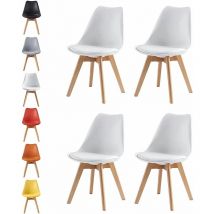Mcc Direct - Set of 4 Dining Chairs Designer Side Chairs Wooden Home Office Commercial eva white