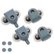Tinor - Set of 4 double shower door rollers - 25 mm - For shower doors - Long service life - Glass doors with a thickness of approximately 3 to 6 mm