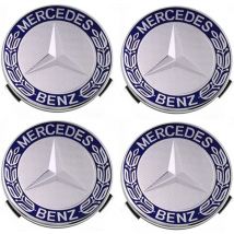 Set of 4 Hub Caps Compatible with Mercedes Benz 75mm - Blue