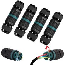 Choyclit - Free Felivery Set of 4 IP68 Waterproof Electrical Connector 3-pin connector for Ø5 12 mm diameter cable, Outdoor junction box for garden