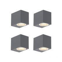 Set of 4 Modern Wall Lights Dark Grey IP44 - Baleno