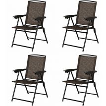 Gymax - Set of 4 Patio Folding Chairs Portable Garden Deck Lounge Armchairs Adjustable