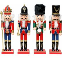 Dksfjkl - Set of 4 pieces, Nutcracker Soldier King Classic Figurine, 30 cm Wooden Nutcracker Original Statue, Nutcracker Soldier Christmas for