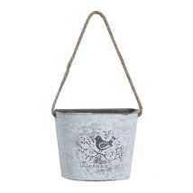 Set of 4 Vintage Metal Buckets - Metal Flower Buckets - for indoor and outdoor wall hanging.