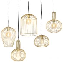 Set of 5 Design Pendant Lights Gold - Wires