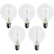 Luedd - Set of 5 E27 Dimmable led Spiral Filament G95 4W 270 lm 2700K
