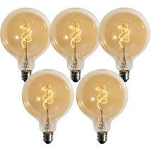 Set of 5 E27 Dimmable LED Bulbs Spiral Filament Gold G125 4W 270 lm 2200K