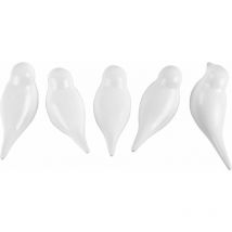 Gotrays - Set of 5 White Bird Wall Hooks/Multipurpose Wall Mount for Coat, Hat, Towel, Key/Rustic Bird Wall Decor with Eco-Friendly Resin