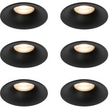 Qazqa - Set of 6 Black Recessed Spotlights GU10 50mm - Gijs
