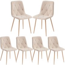 Artist Hand - Set of 6 Dining Chairs for Dining Room Living Room, Fabric Kitchen Chairs Set with Upholstered Seat Solid Backrest Metal Legs for