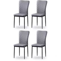 Ainpecca - Set of 4 Faux Leather Dining Chairs High Back Kitchen Counter chairs home & restaurants & Lounge Leisure & Living Room & Office(Grey,4pcs)