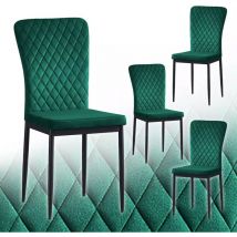 Ainpecca - Set of 6 Velvet Dining Chairs High Back Kitchen Counter chairs home & restaurants& Lounge Leisure&Living Room(Green,4pcs)