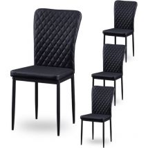 Ainpecca - Set of 4 Faux Leather Dining Chairs High Back Kitchen Counter chairs home & restaurants & Lounge Leisure & Living Room & Office(Black,4pcs)