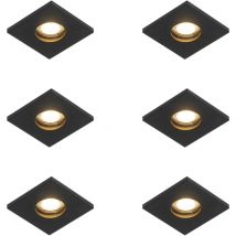 Set of 6 Modern Bathroom Recessed Spotlights Black - Doku