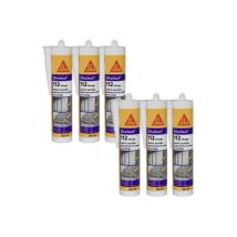 Sika - Set of 6 Special Glass Silicone Sealants Seal 112 Glazing - White - 300ml