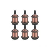 Benobby Kids - Set of 6 Vintage led Lighting E27 Edison Bulb Socket Lamp Holder Pendant Ceiling Light Screw Bulb Retro Adapter Socket, Copper Red