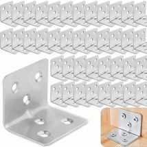 Ontway - Set of 64 Stainless Steel Reinforced Mounting Brackets 38 x 30 x 30mm, Aicer Stainless Steel Bracket Plate, Metal Bracket for Fixing,