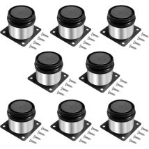 Set of 8 Adjustable Furniture Legs, 55 cm, Adjustable Feet for Furniture, Round Metal Stainless Steel, Height Adjustable 0-15 mm, for Sofa Legs,