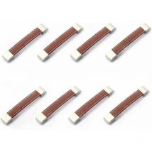 Set of 8 drawer or cupboard handles in metal and leather-A