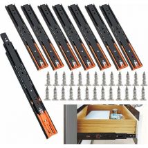 Pack of 8 250mm Drawer Slides, Ball Bearing Drawer Slides, Soft Close and Quiet, Full Extension Slides with Damper - Load Capacity 35kg