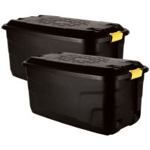 Original Organics - Set of Heavy Duty Storage Wheeled Boxes - Lockable Waterproof Storage 2 x 145 Litres