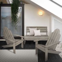 Ecd Germany - Panca da Giardino a 3 Posti e 2 Sedie 92,5 x 70 x 89 cm con Braccioli Adirondack in Legno Massiccio di Pino e Abete Rosso Panchina con