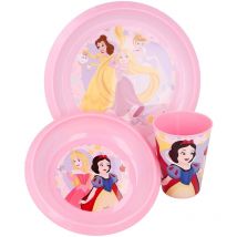 Set Pappa Bimba Principesse Disney 3PZ Servizio Da Tavola Piatti Bicchiere Asilo