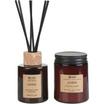 Beliani - Set Parfumé Ambré Bougie 100% Cire de Soja et Diffuseur de Parfum Dark Elegance
