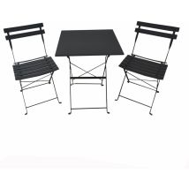 Set Pieghevole In Ferro 2 Sedie + 1 Tavolo Quadrato