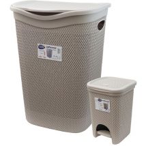 Set porta biancheria + pattumiera con pedale da bagno tortora