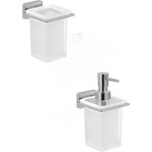 Set portaspazzolini e dosasapone da muro Gedy linea Atena cromato