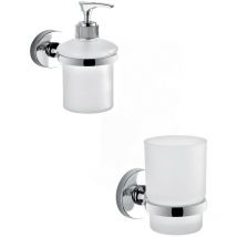 Set portaspazzolini e dosasapone da muro Gedy linea Felce cromato