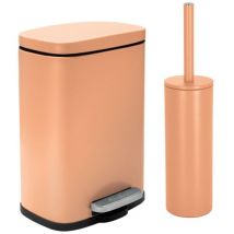 Spirella - Set Poubelle à pédale 5L & Brosse Wc akira Pêche mat