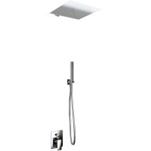 Set pour douche double fonction modéle slim avec douchette à main et pommeau douche – 30x30 cm pommeau douche – barre de fixation à paroi