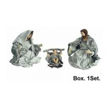 Set presepe natalizio 3 pezzi 20 cm - colore argento/bianco - decorazione addobbo natale