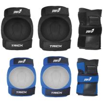 Set Protezioni Ginocchiere Gomitiere Polsiere per Bicicletta Pattini Skateboard - Colore Nero